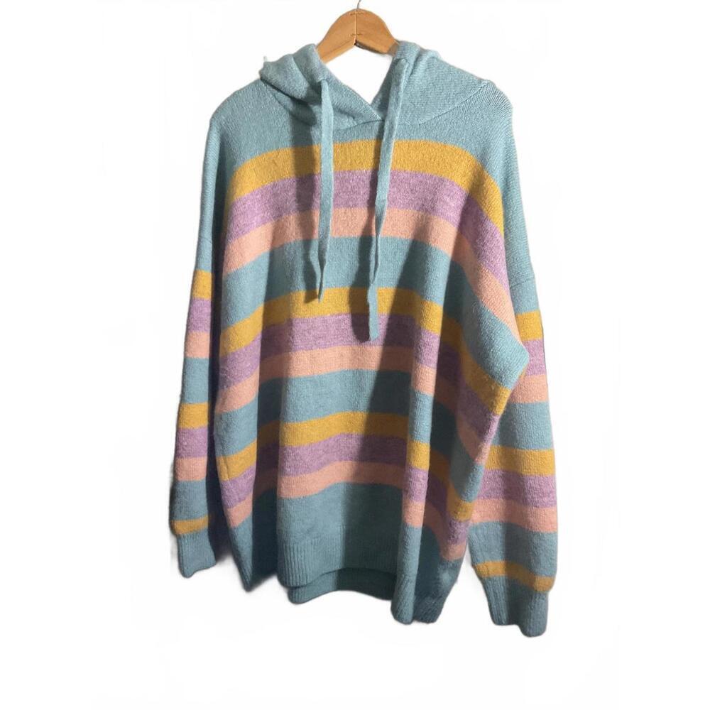 c. Luna super soft Over Sized Striped Hooded Sweater - Soft & Comfy!